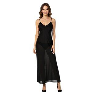 The Naked Tiger Long Black Sheer Zipper Split Dress - Size XS Sexy & Chic Dress